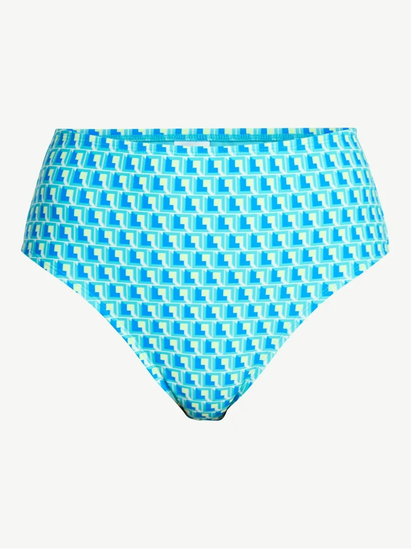 Time and Tru Women's and Women's Plus Size High Waist Geo Print Bikini Bottoms, Sizes XS-3X, Fami... | Walmart (US)