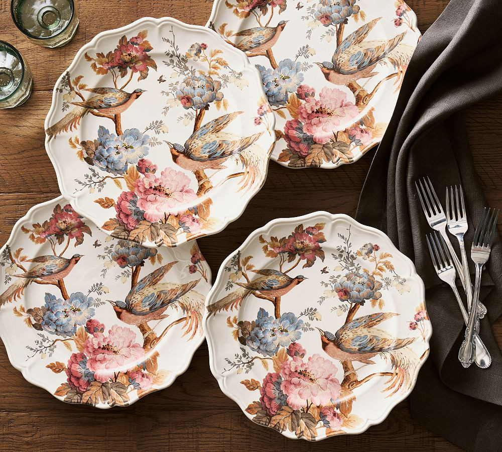 Piper Floral Bird Dinner Plates - Set of 4 | Pottery Barn (US)