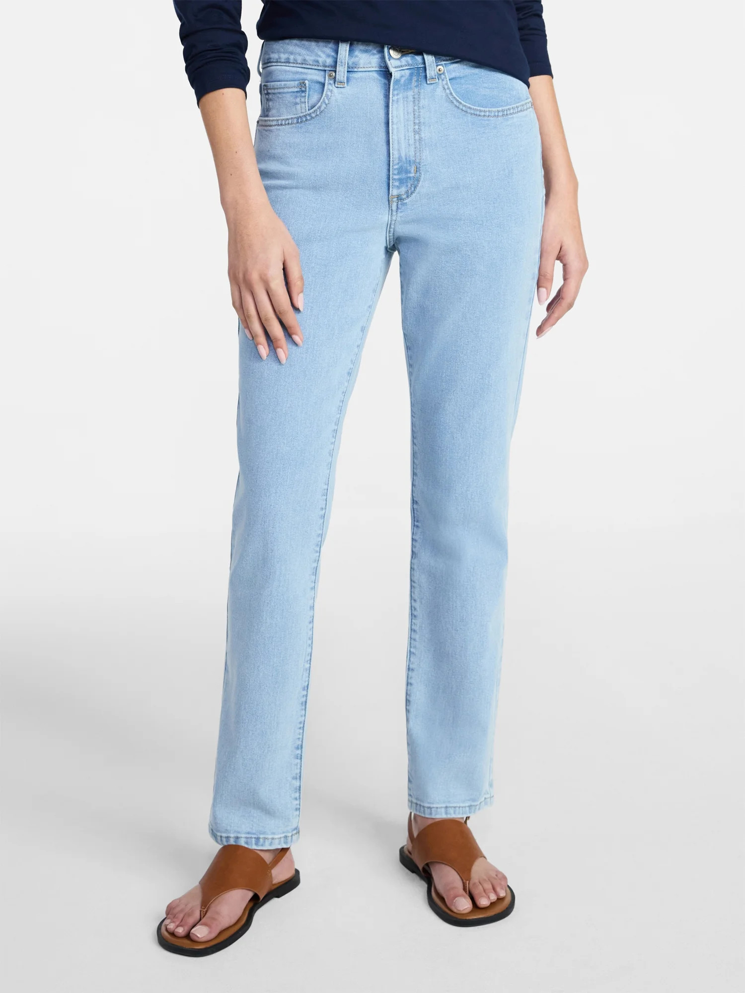 Time and Tru Women's High Rise Curvy Straight Leg Jeans, 29" Inseam, Sizes 0-22 | Walmart (US)