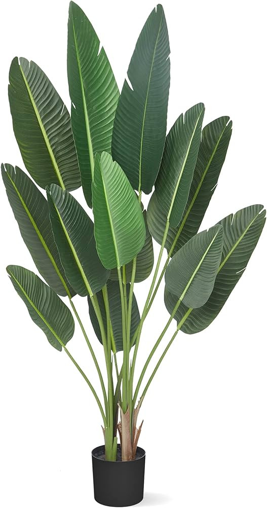 6 Feet Artificial Tree Bird of Paradise with 13 Trunks, 72 inch Faux Plant Fake Banana Tree Plant... | Amazon (US)