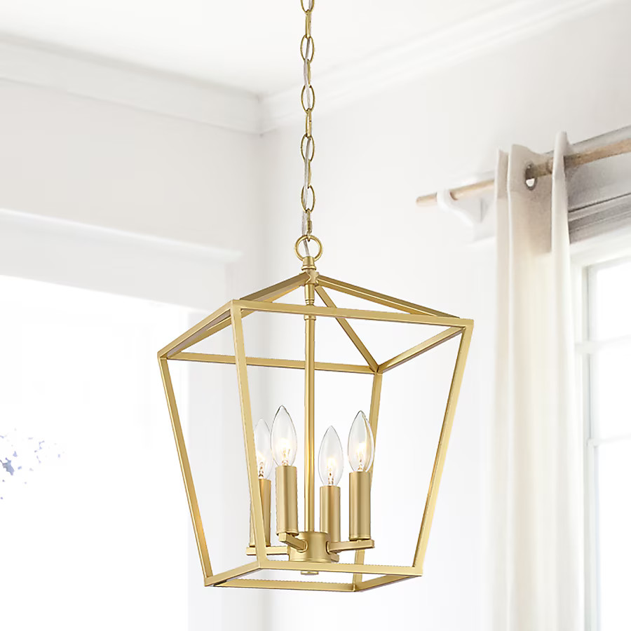 ACROMA Arlington 4-Light Satin Gold Farmhouse Bare Bulb Chandelier | Lowe's