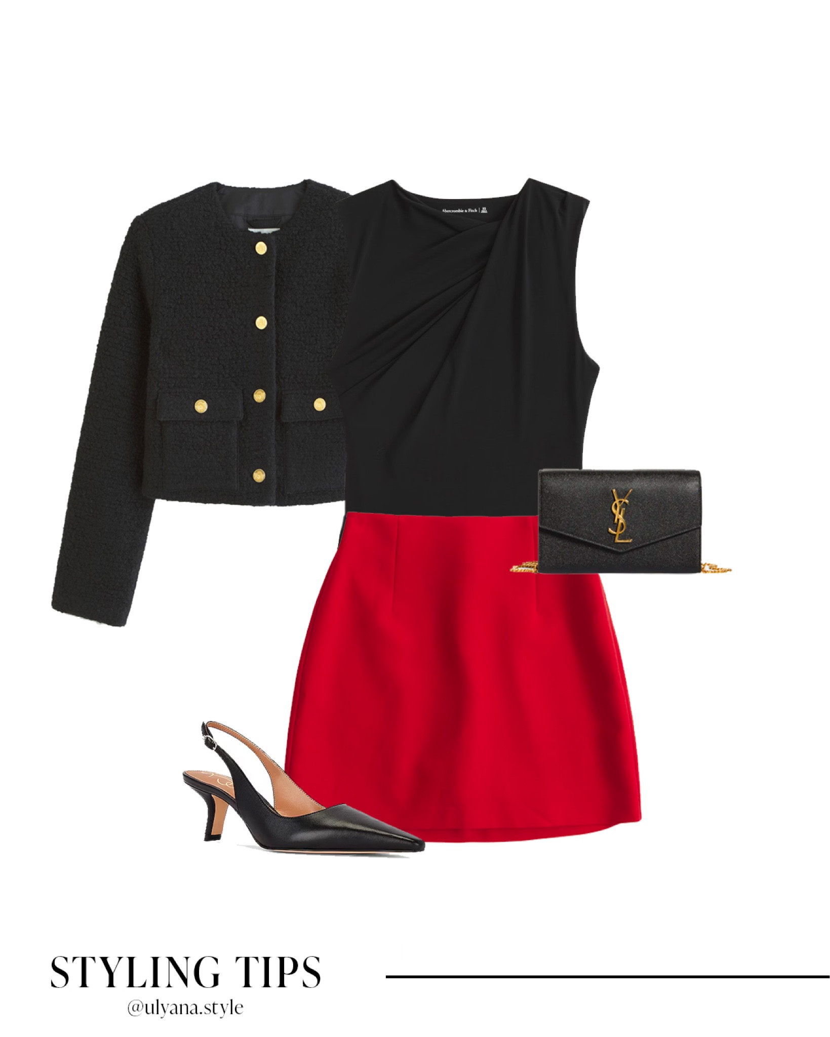 A red mini skirt paired with a black bodysuit, a boucle jacket, black slingback heels, and handbag makes a cute holiday or fall outfit idea.
.
.
.
.
.
Fall outfits | holiday outfits | holiday looks | holiday party outfit | Christmas | skirt outfits | Christmas skirt | fall skirt | holiday skirt | mini skirt outfit | red skirt | winter skirt | fall tops | basic tops | dressy tops | date night outfit | date night top | black heels | closed toe heels | holiday heels | fall jacket | winter jacket | black jacket | cropped jacket | designer bags | fall fashion | fall shoes |outfit inspo | winter outfit 
.#LTKunder50 #LTKunder100 
#LTKFind

#LTKU #LTKGiftGuide #LTKstyletip #LTKfindsunder50 #LTKSeasonal #LTKtravel #LTKitbag #LTKfindsunder100 #LTKHolidaySale #LTKworkwear #LTKHoliday #LTKparties #LTKshoecrush #LTKsalealert