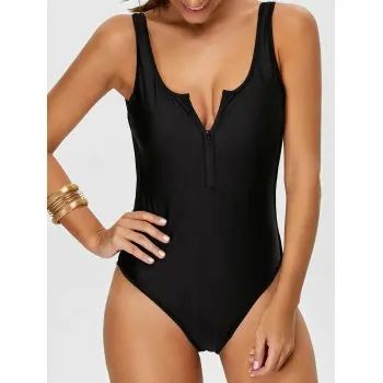 Zipper Front High Cut Backless Swimwear | Dresslily US
