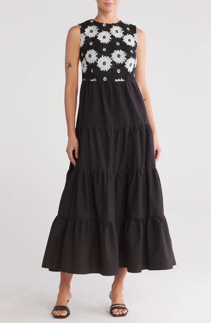 BY DESIGN Chloe Floral Sleeveless Tiered Maxi Dress | Nordstromrack | Nordstrom Rack