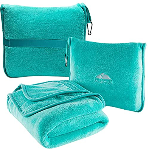 BlueHills Premium Soft Travel Blanket Pillow Airplane Blanket Packed in Soft Bag Pillowcase with Han | Amazon (US)