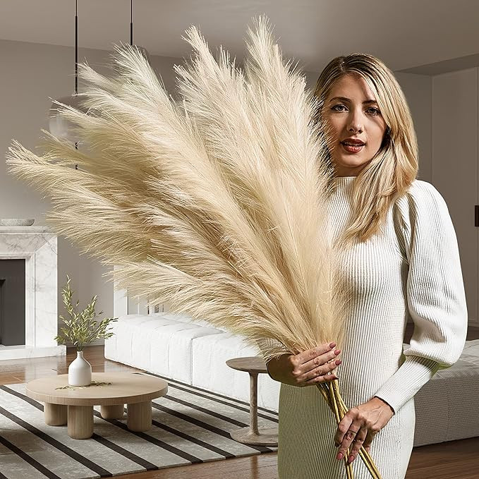 Harry's Cottage Premium Quality Extra Large Beige Pampas Grass Artificial | 3 stems of 115cm Dura... | Amazon (UK)