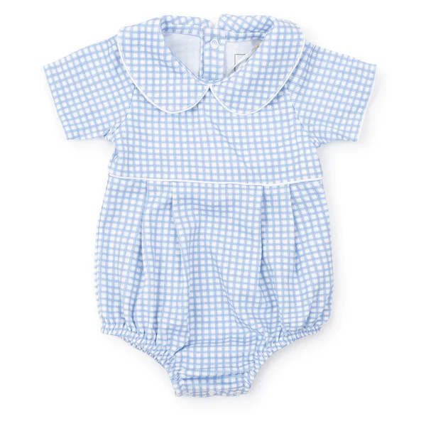 Palmer Boys' Pima Cotton Bubble - Light Blue Box Plaid | Lila and Hayes