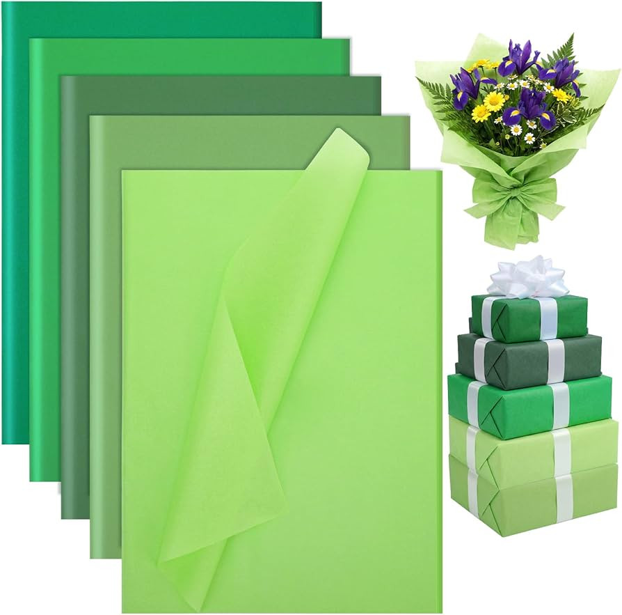 woric 120 Sheets Green Tissue Paper for Gift Bags, 17GSM Thick Green Gift Tissue Paper Bulk for M... | Amazon (US)