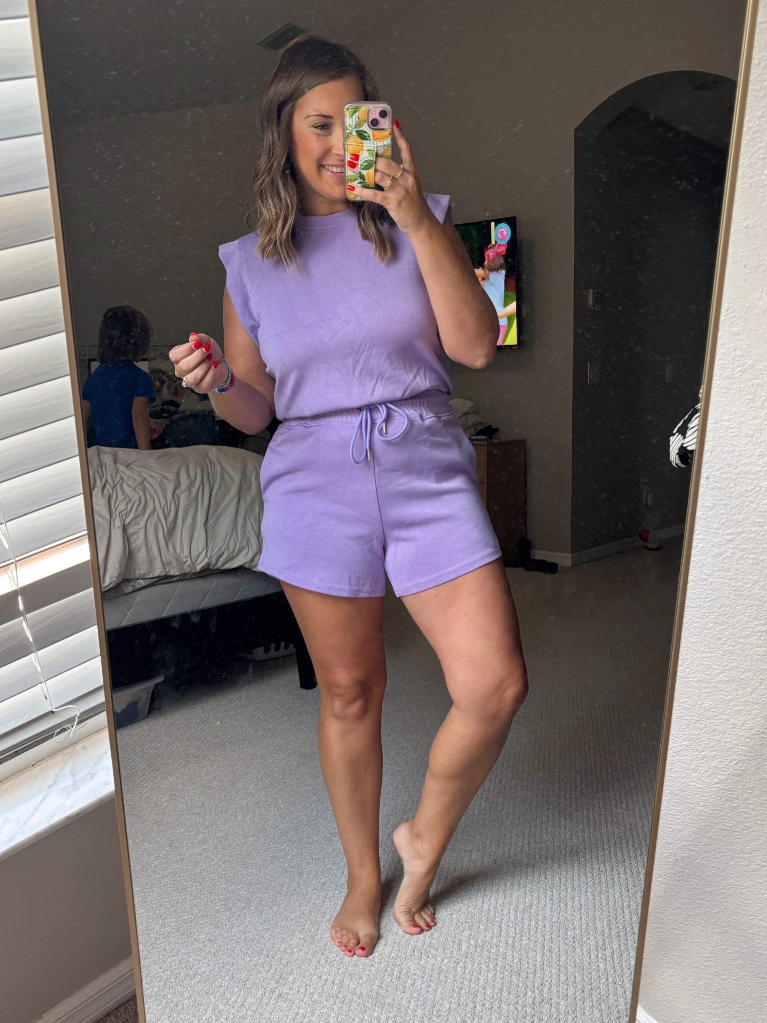 Comfy summer romper- soft scuba knit material but not too heavy 💜

TTS- medium 

#LTKMidsize #LTKStyleTip #LTKFindsUnder50