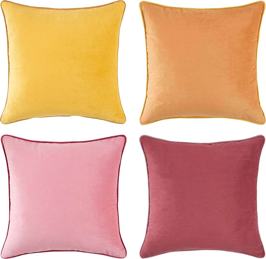 MONDAY MOOSE Decorative Throw Pillow Covers Cushion Cases, Set of 4 Soft Velvet Modern Double-Sid... | Amazon (US)