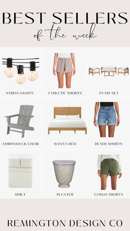 This Week’s Bestsellers - String lights - shorts - patio furniture - woven bed - planter - quilt set

#LTKHome