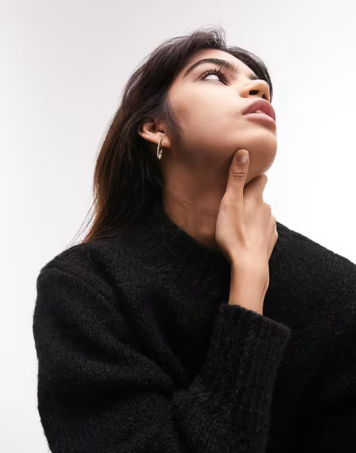 Topshop knit crew neck sweater in black | ASOS (Global)