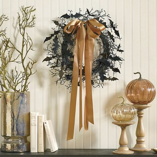 Batty Wreath with Ribbon, 18" | Grandin Road