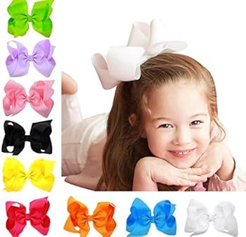 Hair Clips Boutique Hair Bows Alligator Clip for Women Girl Hairpin 6 Inch TSFJ02 (Light Blue) | Amazon (US)