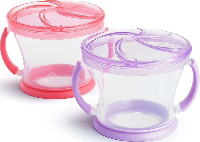 Munchkin Snack Catcher Toddler Snack Cups, No Spill, 2 Pack, Pink/Purple | Amazon (US)