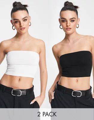 ASOS DESIGN 2-pack ultimate crop bandeau tops in multi | ASOS (Global)