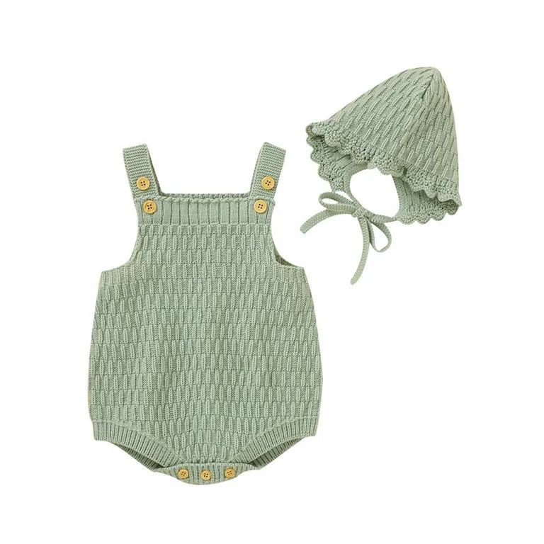 Sunisery Newborn Infant Baby Girl Clothes Knitted Romper Bodysuit Jumpsuit Playsuit Hat Green 3-6... | Walmart (US)