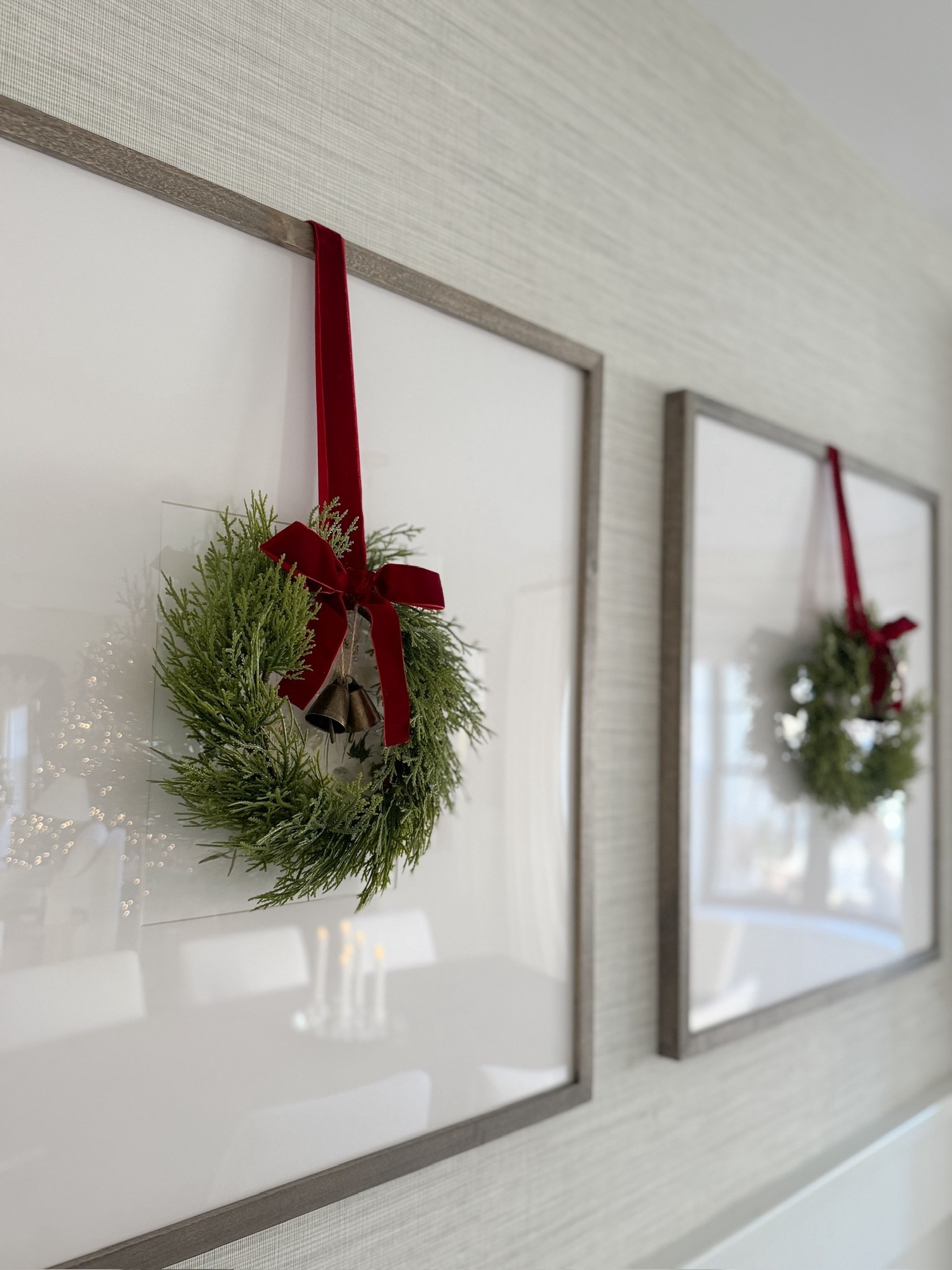 Hang miniature wreathes on art! 

#LTKHome #LTKSeasonal #LTKHoliday