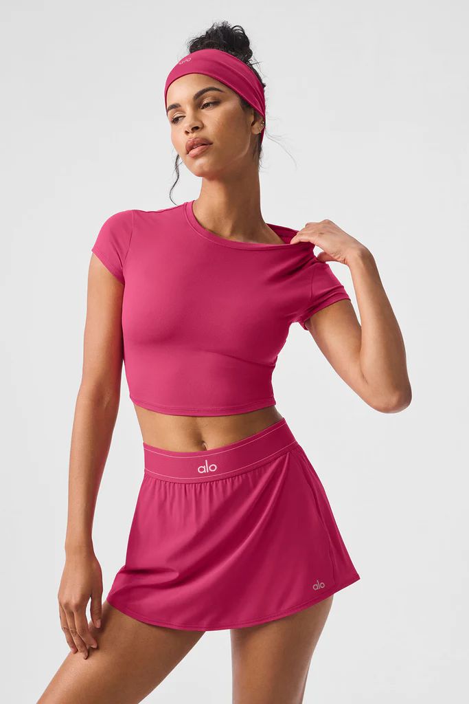 Alosoft Crop Finesse Short Sleeve - Pink Summer Crush | Alo Yoga