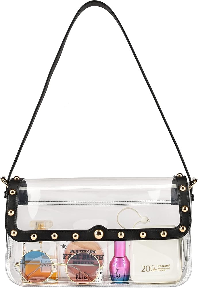 KUI WAN Clear Bag Stadium Approved,Clear Purse for Women Clear Handbag Clear Cut Bag for Sports E... | Amazon (US)