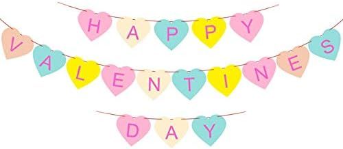Valentines Day Decorations Heart Banner - Felt, No DIY | Happy Valentines Day Banner | Valentines... | Amazon (US)