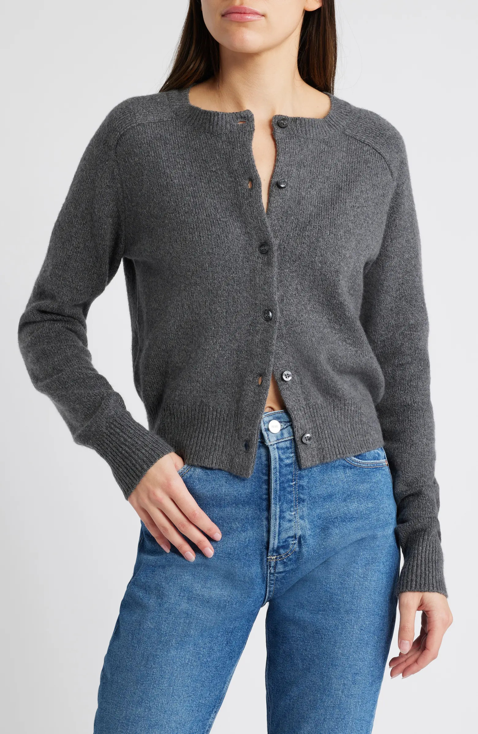 Treasure & Bond Crewneck Cotton Blend Cardigan | Nordstrom | Nordstrom