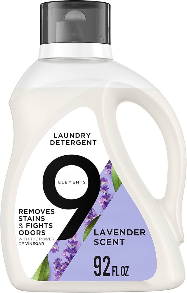 9 Elements Natural Laundry Detergent Liquid Soap, Lavender Scent, Vinegar Powered, 92 Fl Oz, 1 Co... | Amazon (US)