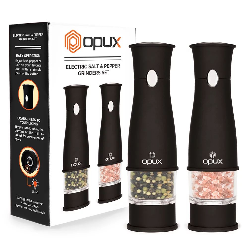 OPUX Premium Deluxe Electric Salt and Pepper Grinder Set | Automatic Pepper Mill, Battery Operate... | Walmart (US)