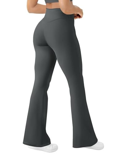 AB-Eleven Women's Yoga Pants Bootcut Flare Leggings Flared Bell Bottom Leggings High-Waisted Workout Pants Tummy Control Dark Grey | Amazon (US)