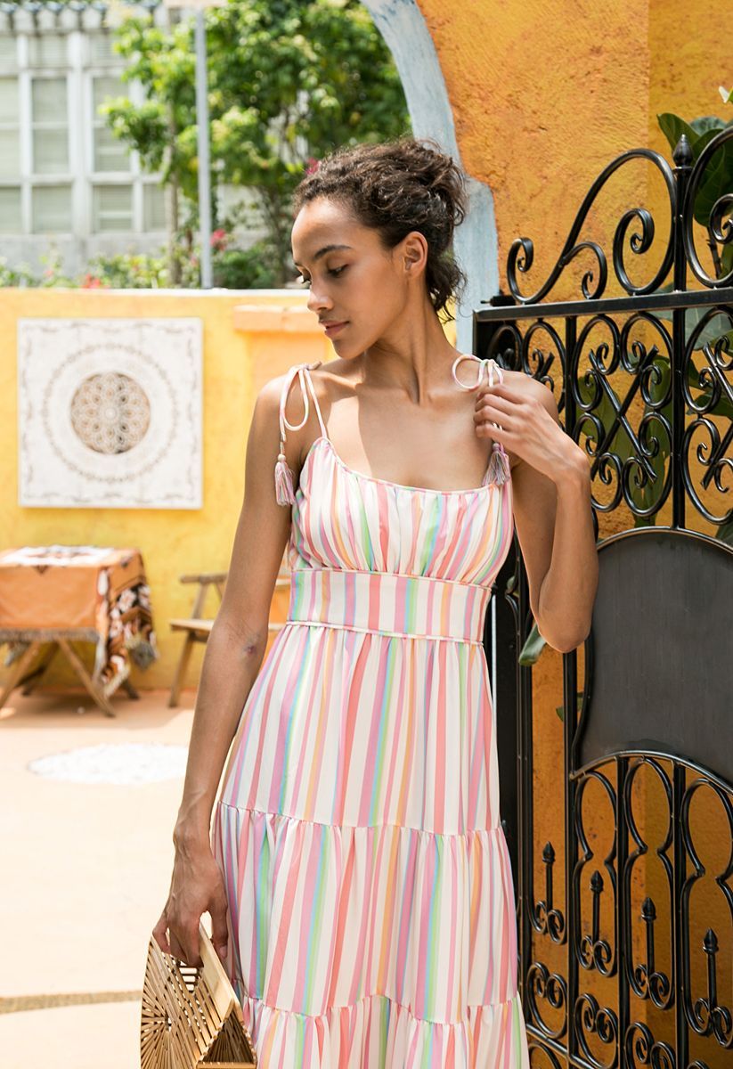 Rainbow Candies Stripes Maxi Dress | Chicwish