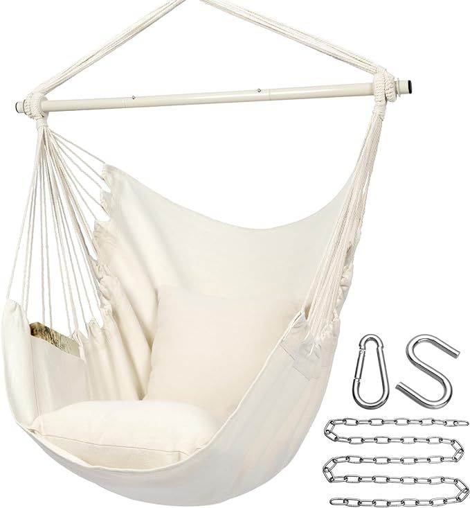 Y- STOP Hammock Chair Hanging Rope Swing, Max 320 Lbs, 2 Seat Cushions Included, Hanging Chair wi... | Amazon (US)