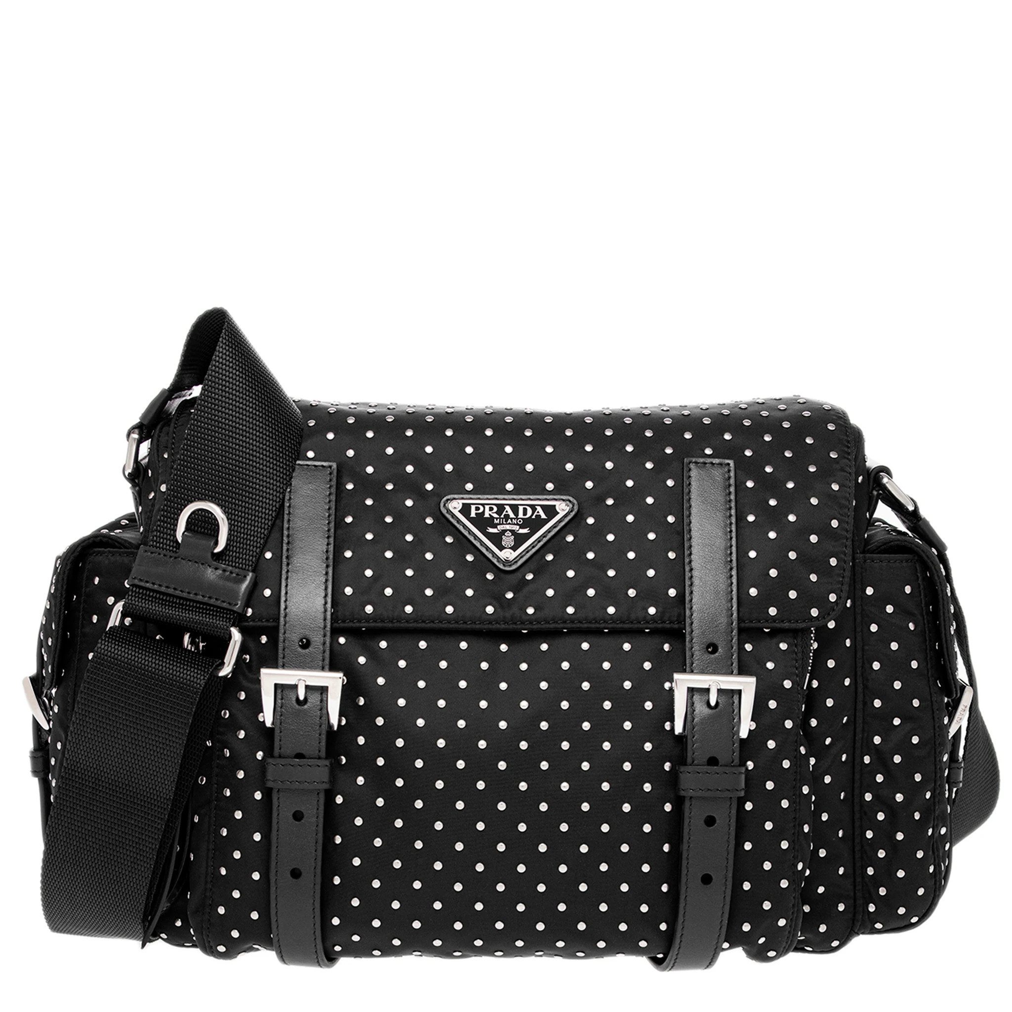 Prada Studded Shoulder Bag - Black | Overstock