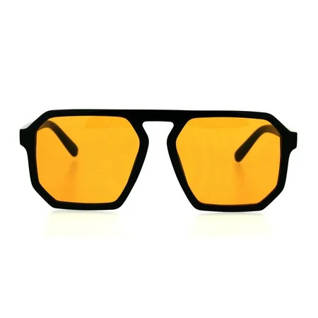 Mens Octagon Geometric Plastic Racer Mob Pilots Sunglasses Orange Lens | Walmart (US)
