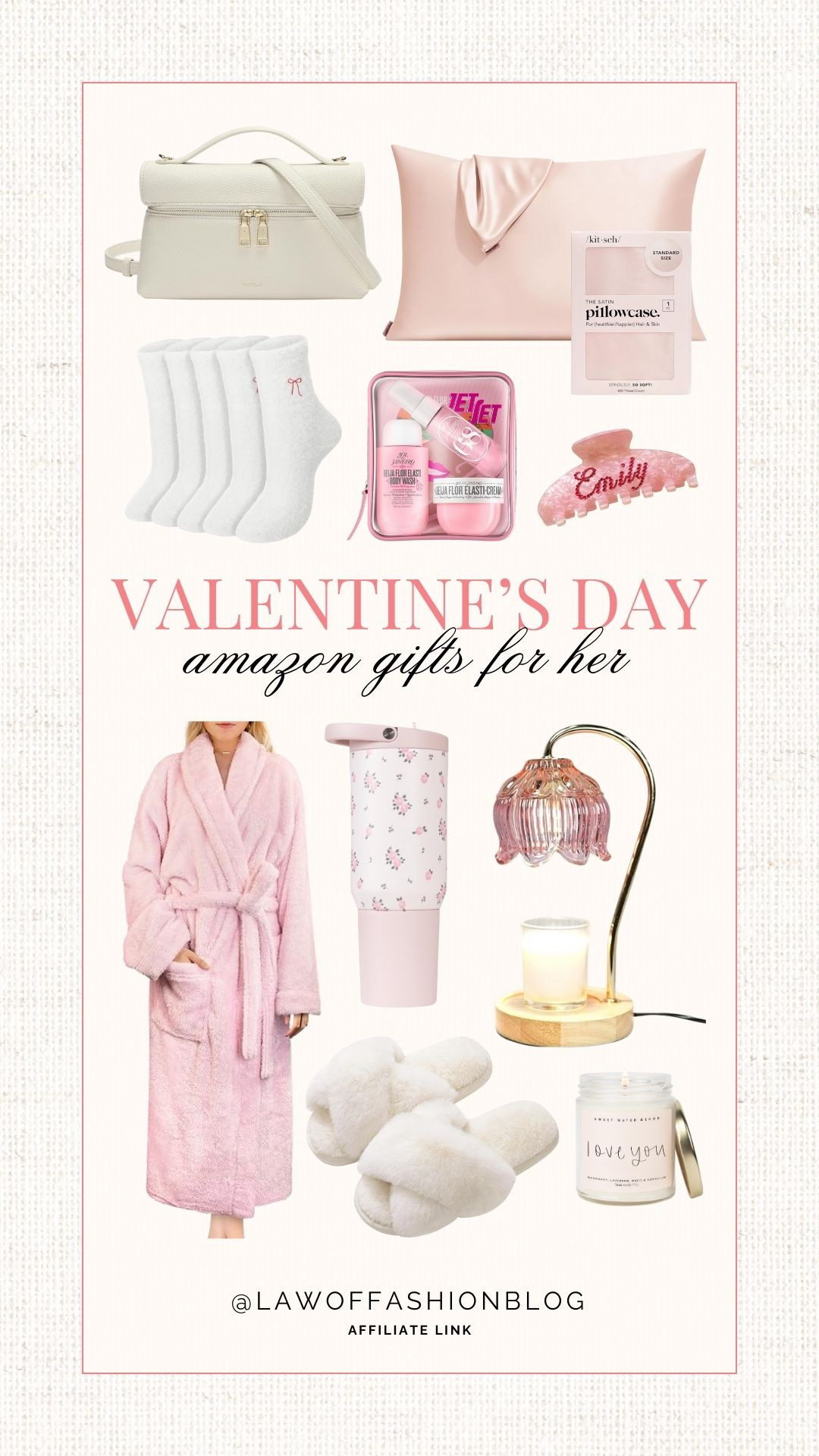Valentine's Day gift ideas for her all from Amazon! 💕

Comfortable robe, spa day, water bottle, pink and white, floral, sol de janeiro, candle warmer, gifts under $50, kitsch pillow case, fuzzy socks, handbag, cute ideas, gift for her, vday, wife, friend, daughter, sister, teacher.  

 #LTKSeasonal #LTKFindsUnder50
