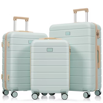 Okak 3-Piece Premium ABS Travel Luggage Set with TSA Lock, Checked Luggage with 360° Spinner Wheels, Travel Luggage for Family, Green | Target