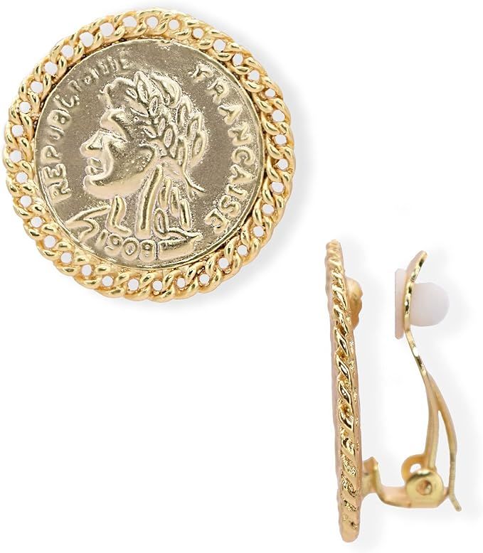 Large coin clip-on earrings | By Karine Sultan | | Amazon (US)