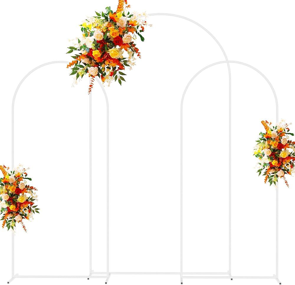 Metal Arch Backdrop Stand White Wedding Arch Stand Set of 3 (7.2FT,6FT,6FT) Square Arched Frame f... | Amazon (US)