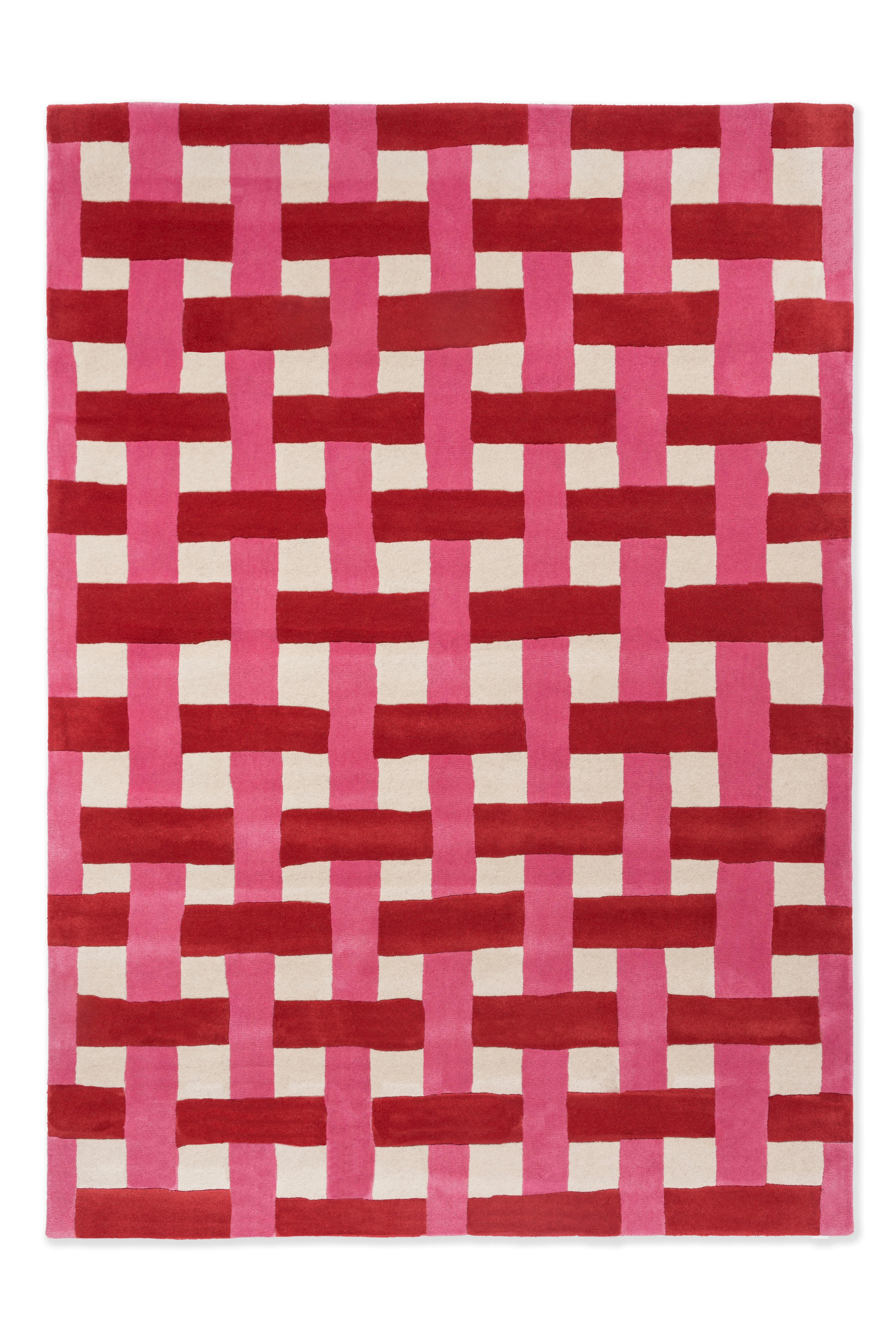 Hand Tufted Wool Geometric Area Rug in Coral/Rose | Perigold