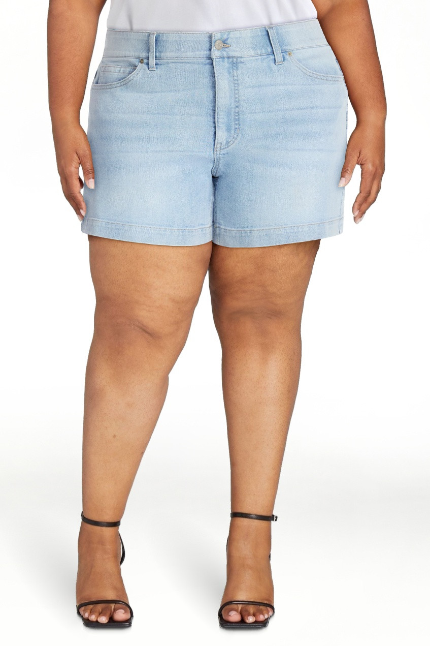 Terra & Sky Women's Plus High Rise A Line Denim Shorts, 5" Inseam, Sizes 16W-26W | Walmart (US)