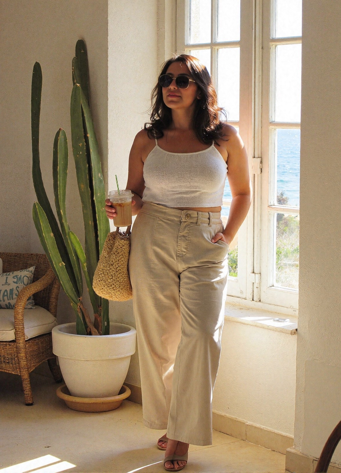 She’s soaking in the sunshine & sipping iced coffee like a lifestyle queen 🌞 This outfit is giving summer ease without trying too hard — breezy linen wide-leg pants, a cropped knit tank, and my favorite straw tote (it fits everything, btw). The high waist gives me that comfy hourglass shape, and the pants move like a dream.

✨ I’m wearing size 12 in the pants and medium in the top for reference.
📍 Linked everything for my fellow curvy petites!

#LTKcurves #LTKpetite #LTKsummer #sunbakedlinen #curvystyle

#LTKStyleTip #LTKPetite #LTKSummerEdit
