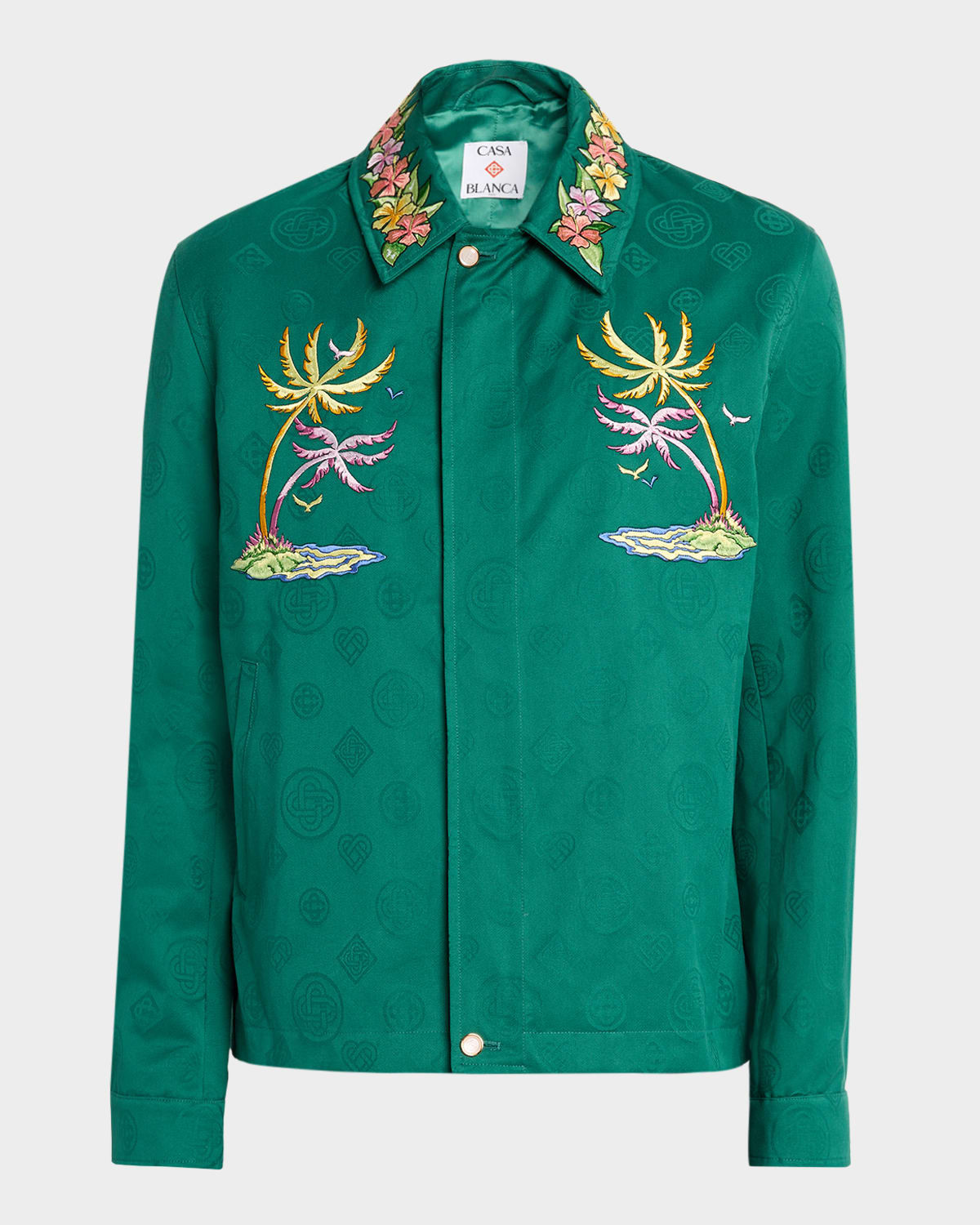 Men's Monogram Jacquard Overshirt with Embroidery | Neiman Marcus