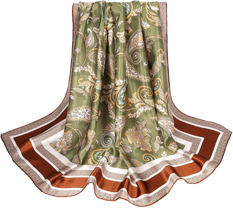 100% Mulberry Silk Scarf 43”Large Square Headscarf Hair Wraps Shawls | Amazon (US)