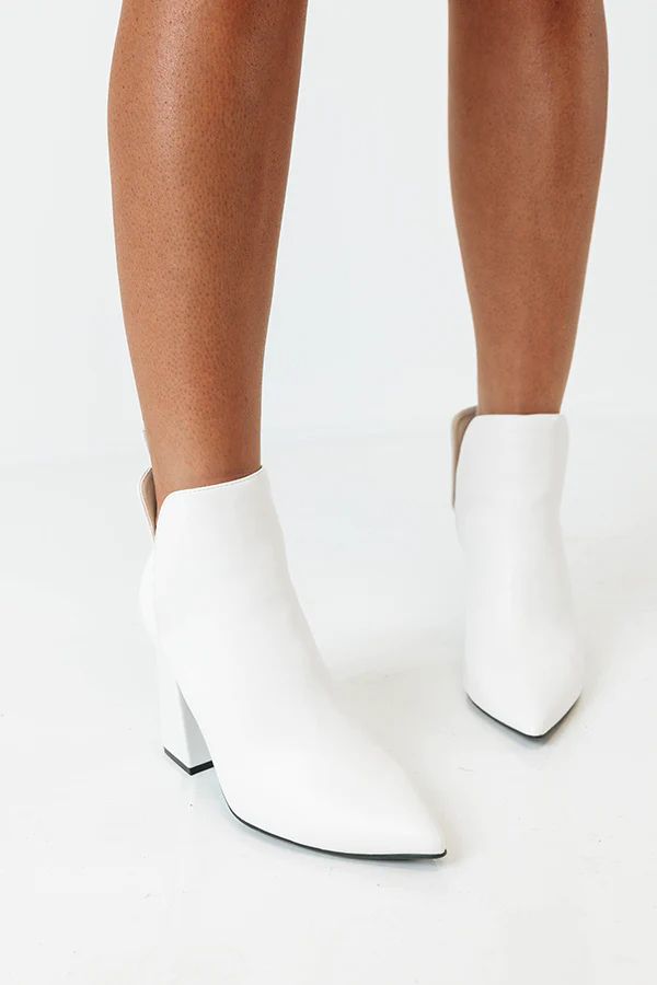 The Sibyl Faux Leather Bootie In Ivory | Impressions Online Boutique