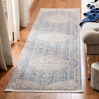 SAFAVIEH Kenitra Gerrita Vintage Oriental Polyester Rug - 2'2" x 10' Runner - Blue/Ivory | Bed Bath & Beyond