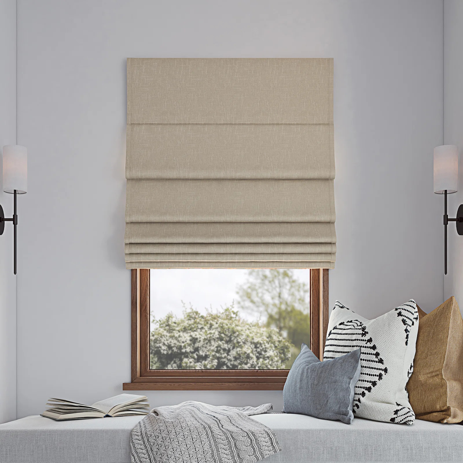Pryer Textured 100% Blackout Cordless Roman Shade | Wayfair North America
