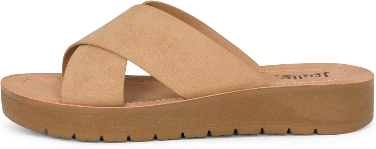 Lucy - Womens Slip On Slide Criss Cross Fashion Platform Open Toe Comfort Sandals | Amazon (US)