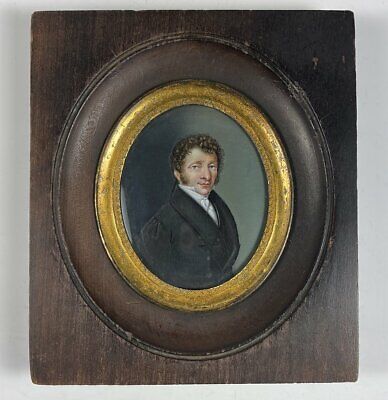 Antique French Portrait Miniature, Very Handsome Man with Mutton Chop Sideburns  | eBay | eBay US