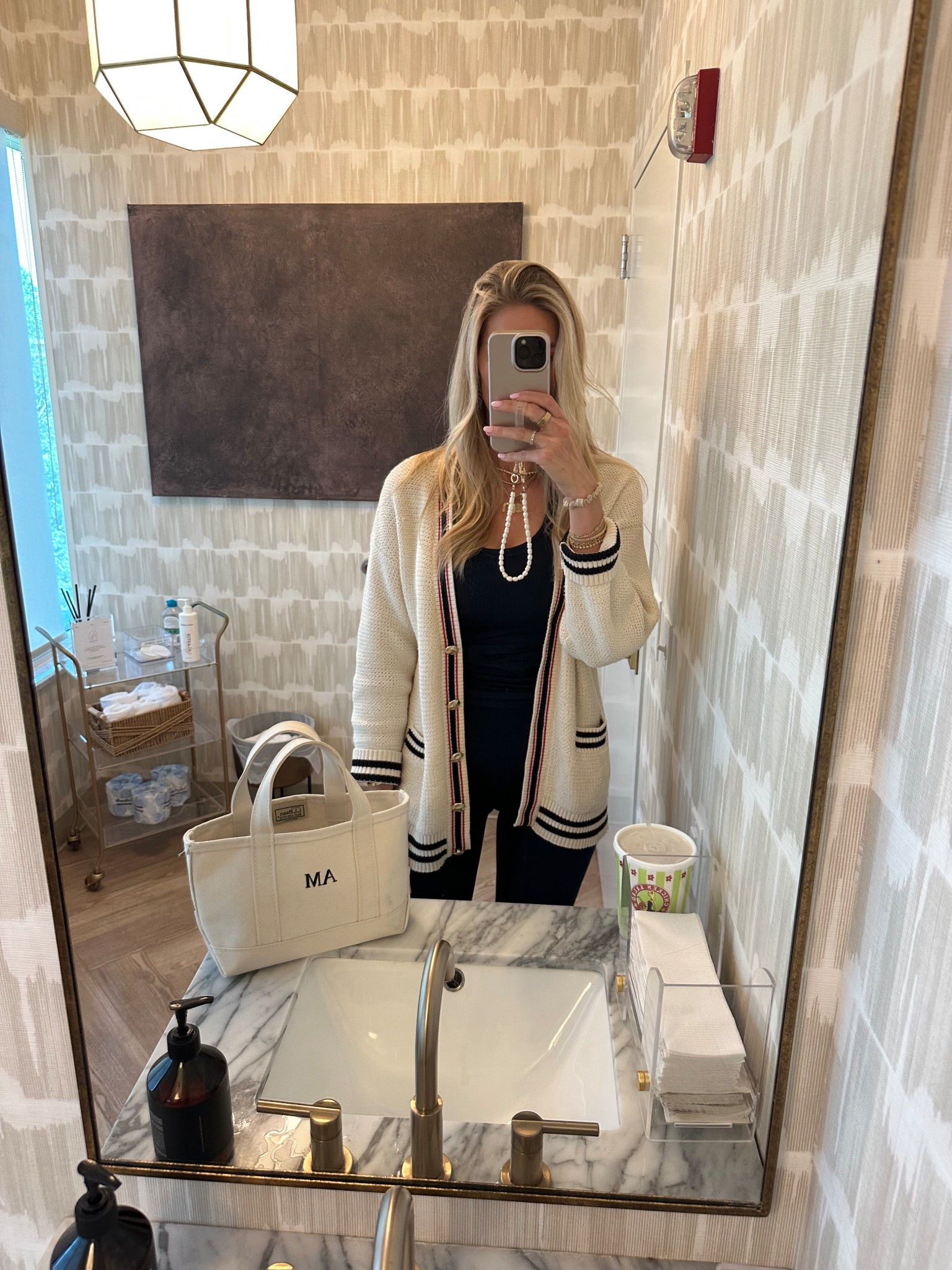 Varsity Cardigan & ll bean mini tote 

#LTKmomlife #LTKselfcare