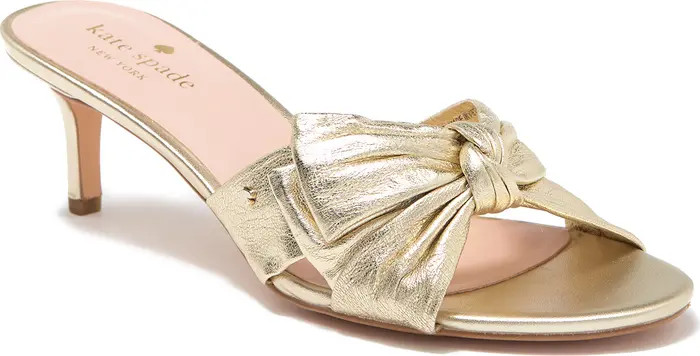 kate spade new york samantha metallic leather bow mule sandal | Nordstromrack | Nordstrom Rack