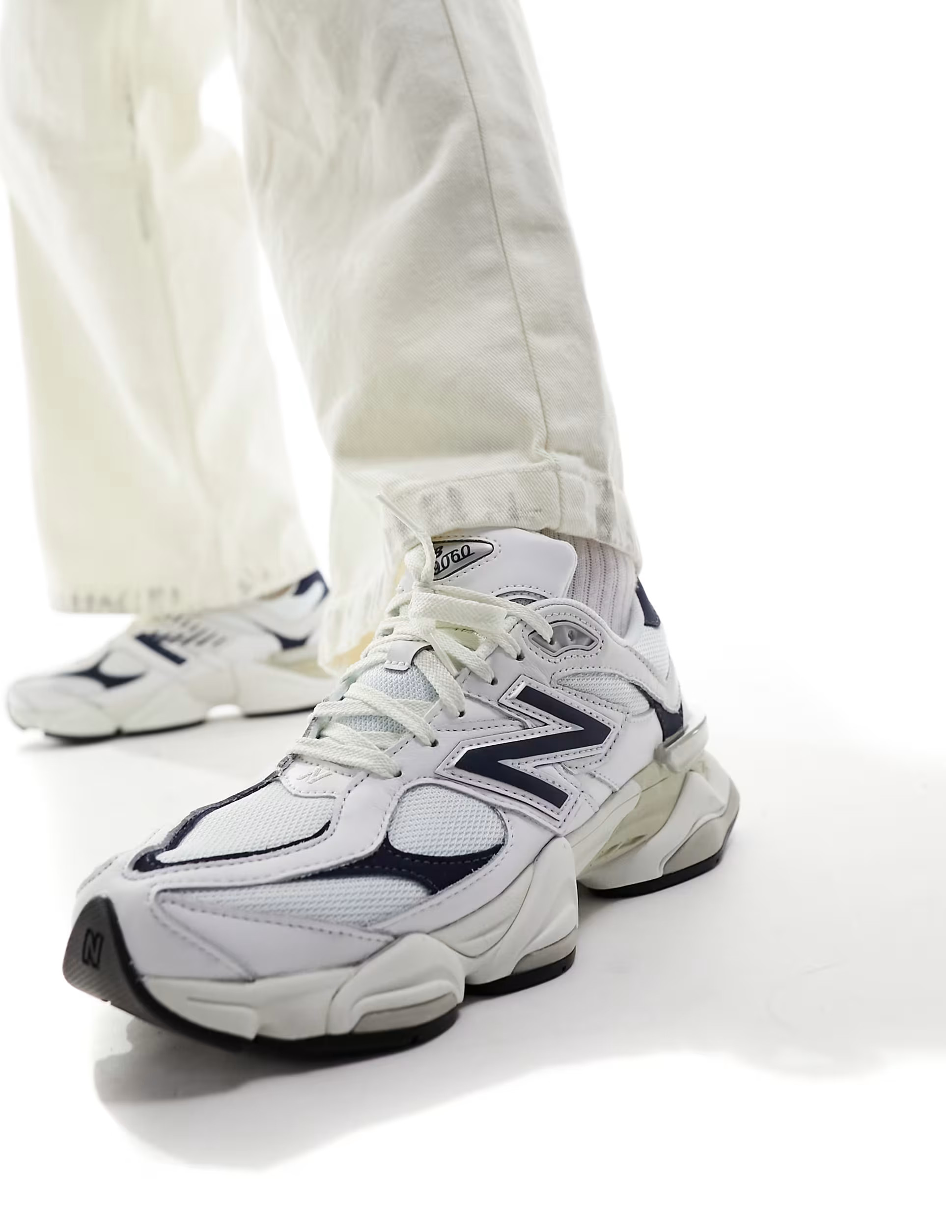 New Balance 9060 sneakers in white with navy detail | ASOS (Global)